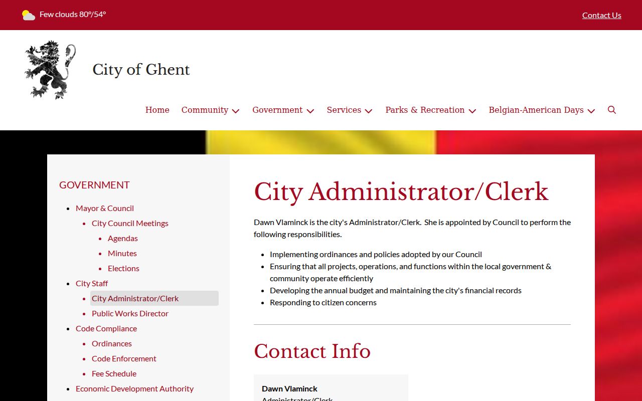 Ghent court docket city administrator clerk information, not a court docket portal