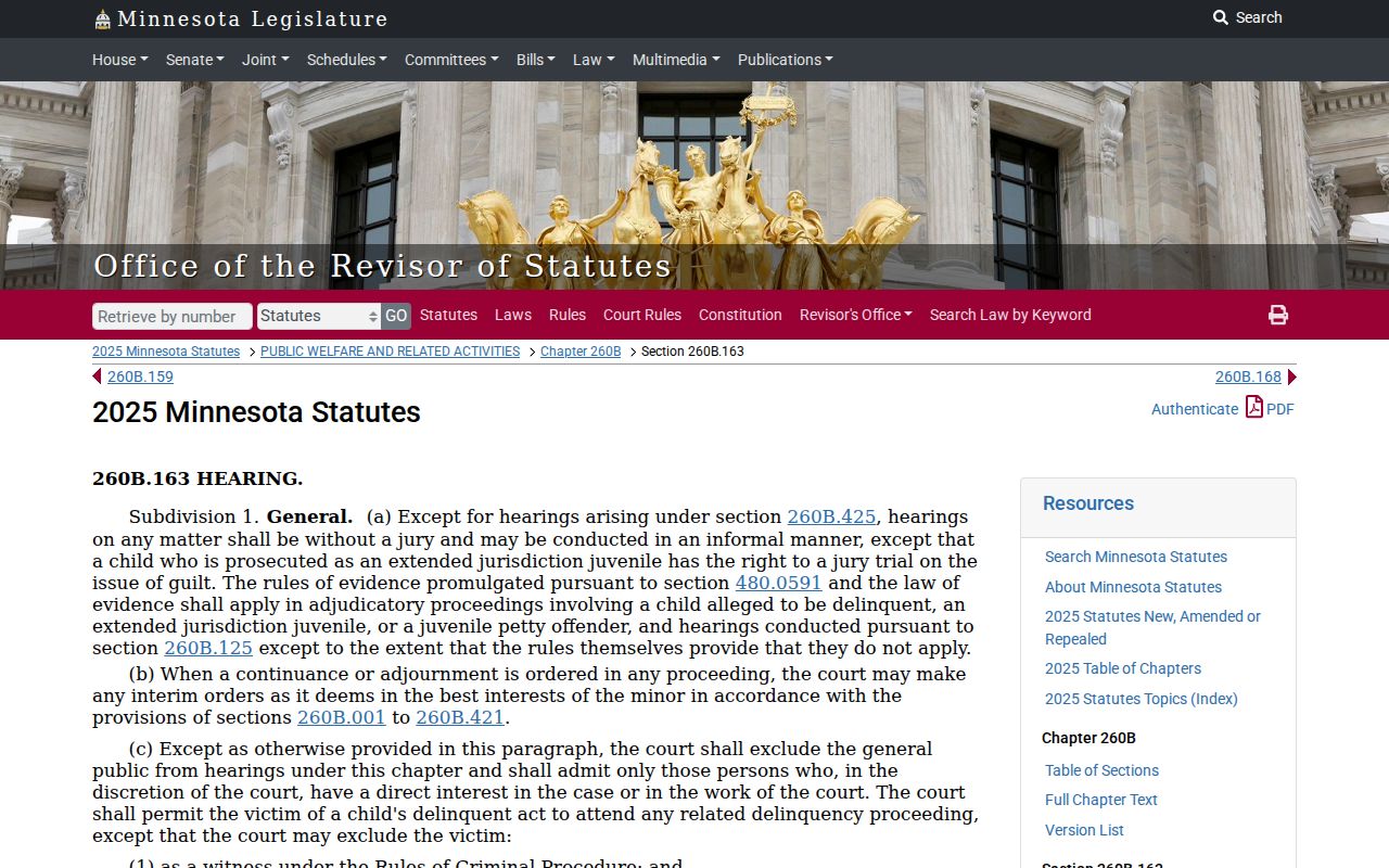 Lyon County criminal docket access context from Minnesota juvenile hearing rules