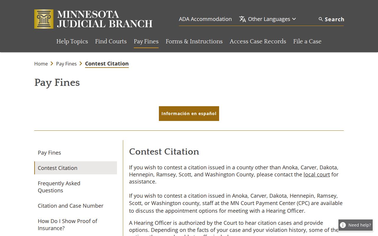Lyon County traffic ticket contest and court record guidance