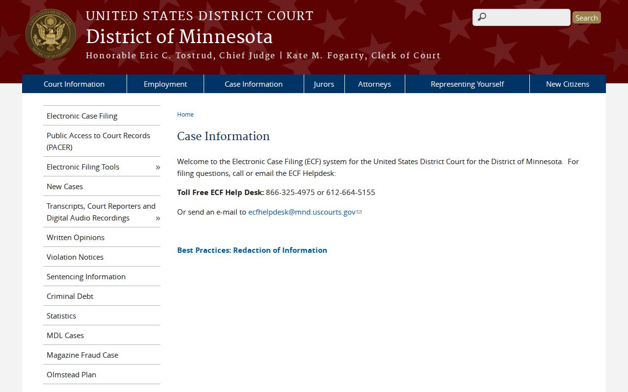 Tracy court docket federal case information boundary source